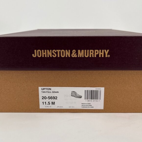 Johnston & Murphy Upton Boots Size 11.5M Tan Full Grain Leather TRUFOAM - Picture 13 of 13